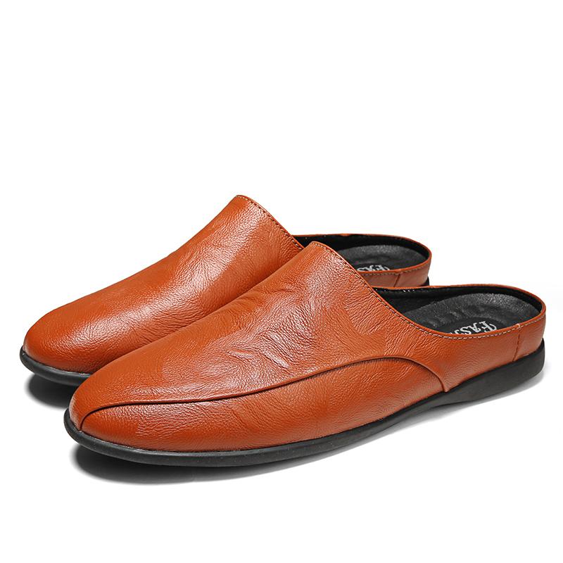 Fashion 2024 Men Leather Shoes Lightweight Man Mules Casual Shoes Male Fashion Loafers Half Slipper Masculino Mocassin Vintage Men Shoes