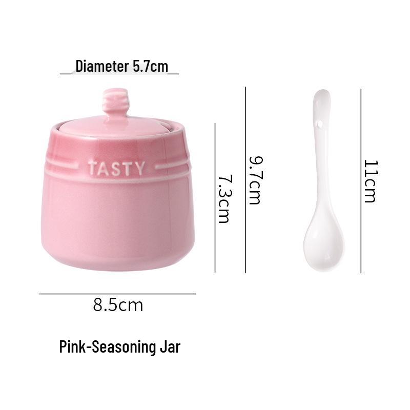 French Gradient Rainbow Ceramic Condiment Jar Set - Small Jars for Salt, Sugar, and Seasoning