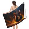 Vintage Guitar Pattern Print Beach Towel Sand Free Quick Dry Absorbent Music Theme Bath Towel For Pool Swimming Bathroom Beach