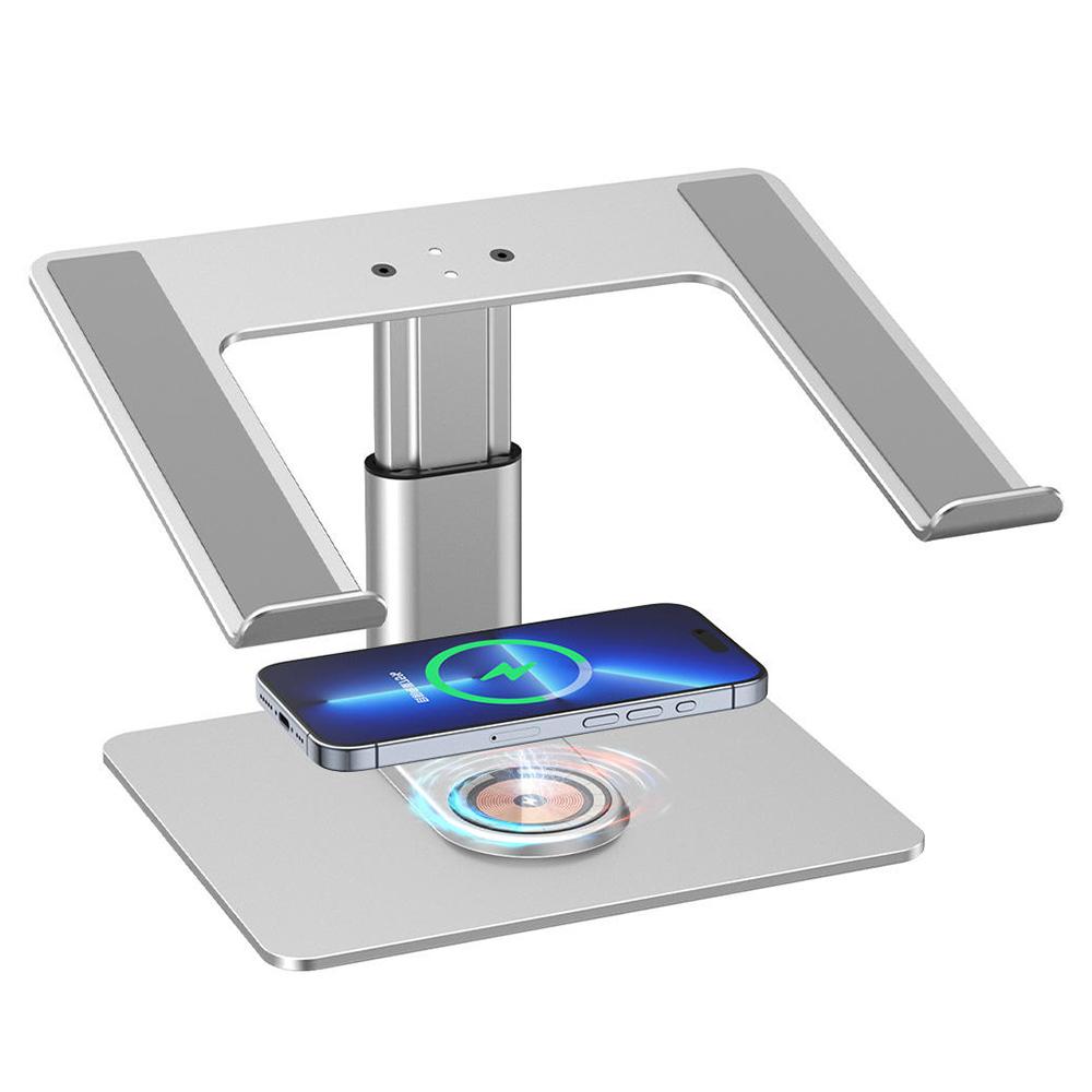 

E7BW 15W Wireless Charger Aluminum Alloy Desktop Stand Laptop Riser Silver