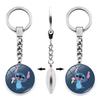 Adorable Stitch Keychain With Gemstone Double-sided Design Zinc Alloy Key Ring
