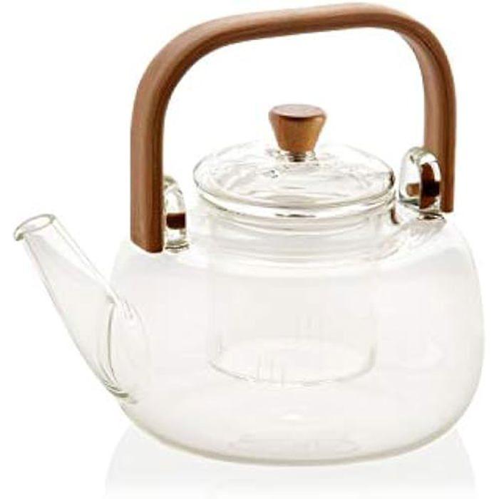 Théière - ANDREA HOUSE - Verre avec poignée en Bambou - 1L - Filtre inclus - Pour 3 à 4 personnes
