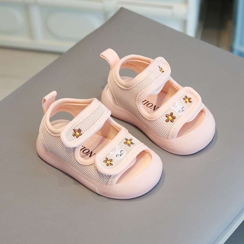 2025 summer baby shoes soft sole children's shoes cute rabbit breathable mesh sandals toddler shoes anti-kick bag head