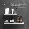Estante de pared para baño de aluminio negro sin perforaciones