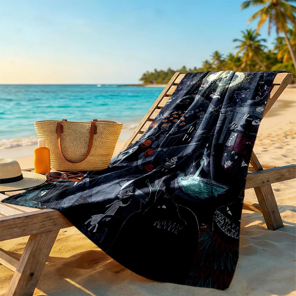 Christmas Nightmare Beach Towel Super Soft & Absorbent Comfortable Lightweight Perfect for Traveling Yoga Camping and Swimming
