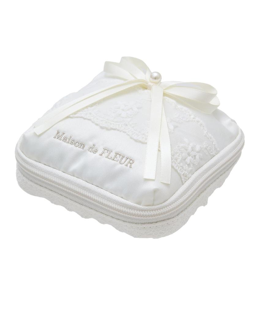 Maison De FLEUR Lace Frill Pouch, White, Size F, PouchDrawstring Bag, 08000503100