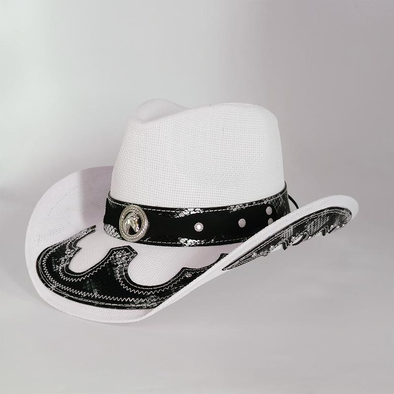 Summer Hard Embroidery Western Cowboy Straw Hat Women Fashion Large Brim Straw Hat Party Outdoor Sunshade Hat Sombrero Vaquero
