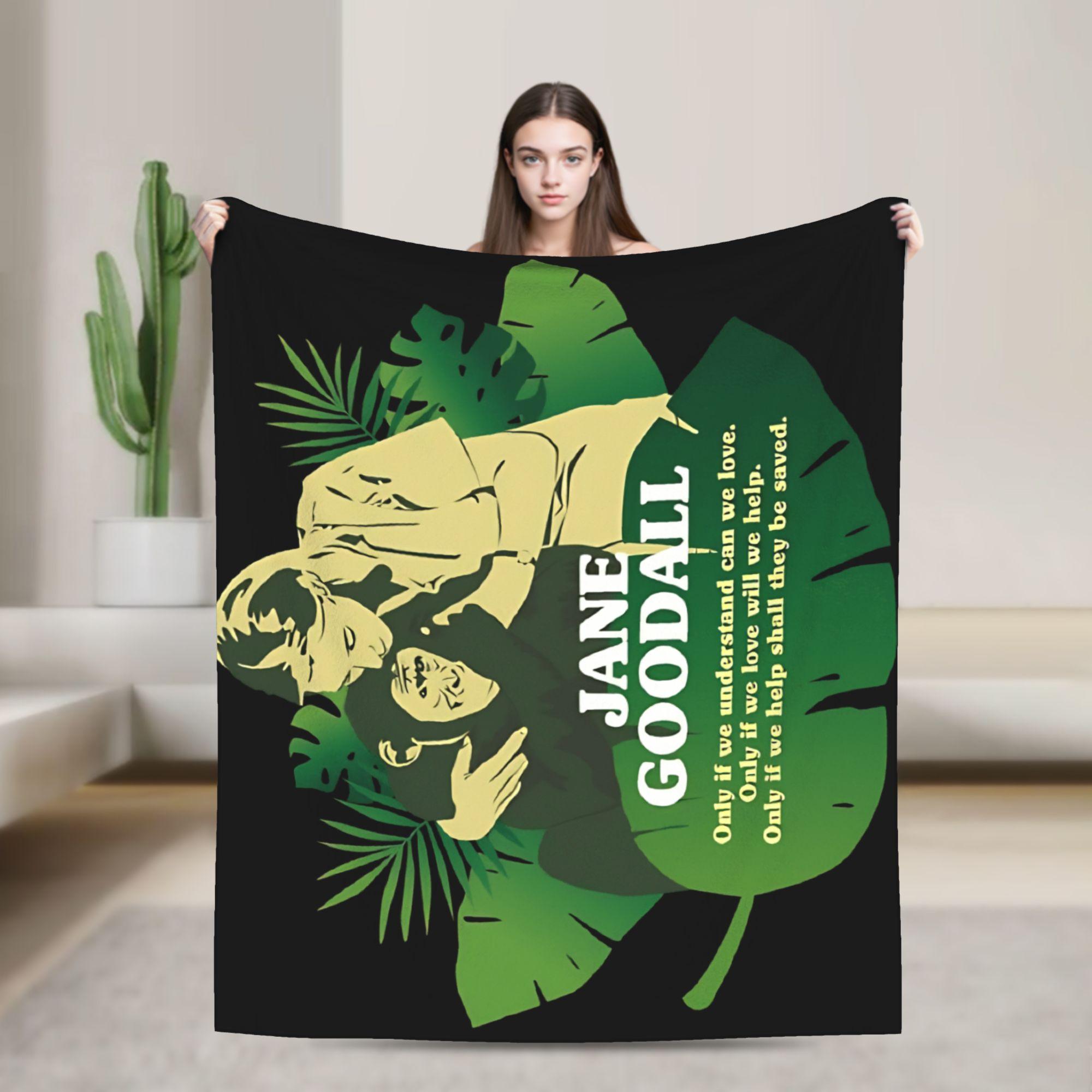 

Jane Goodall Flannel Blanket Spring Soft Durable Throw Blanket for Girls Boys Couch Bed Novelty Bedspread Sofa Bed Cover 30x40in