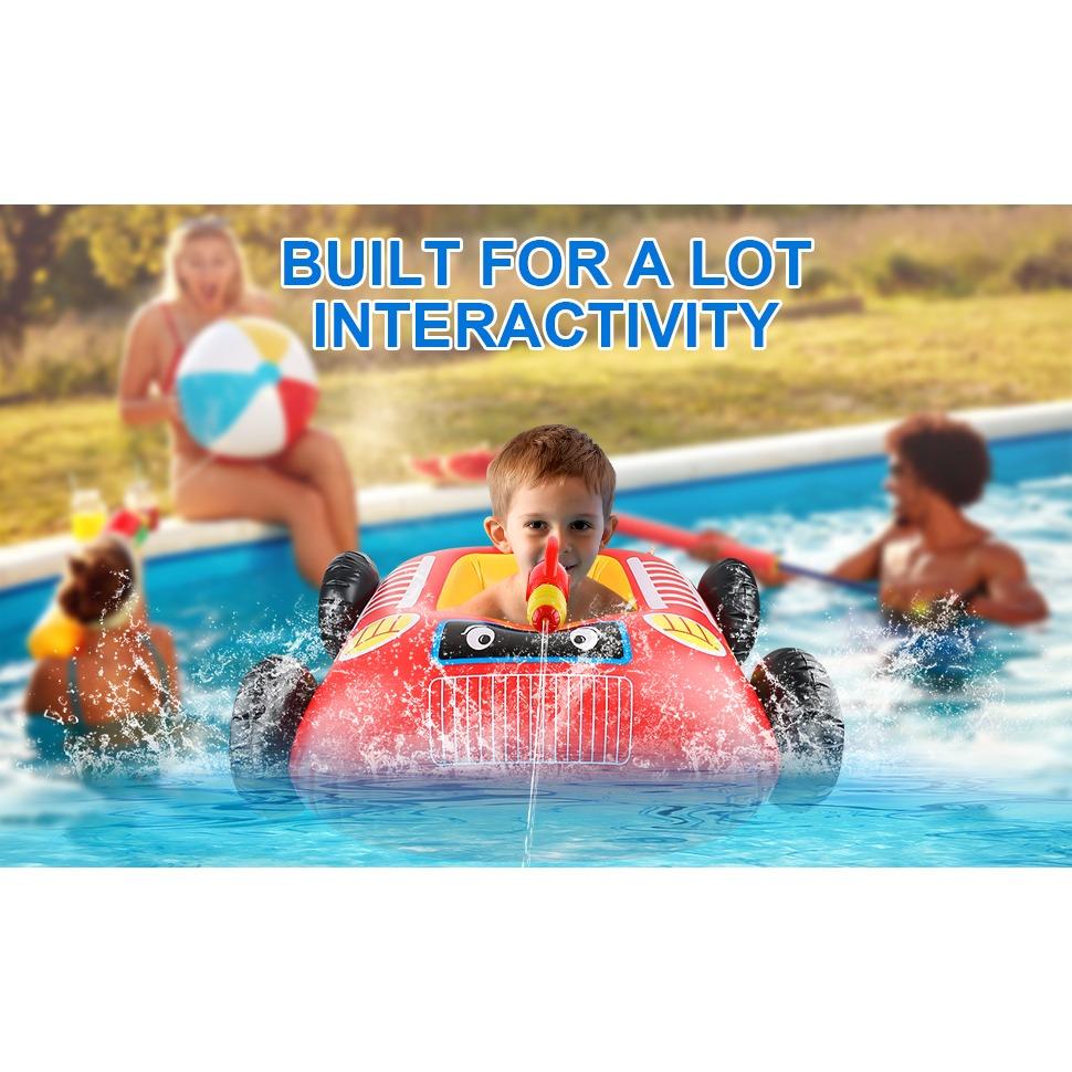 Zwemring voor kinderen met waterpistool, opblaasbare zwemband voor buitenspeelgoed, zwemring voor kinderen van 3-7 jaar, rubberboot met waterkanon