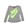 Swoosh Boat Neck Fluorescent Print Large Logo Long Sleeve T-Shirt Women T-Shirts Gray 545464-064