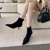 2025 new pointed stiletto suede rear zipper fashion Martin Chelsea women's shoes