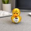 3D Printed Coffee Duck Collectible Figurine, Detailed Gold Duck Holding Coffee Cup Desk Decor for Colleagues And Friends