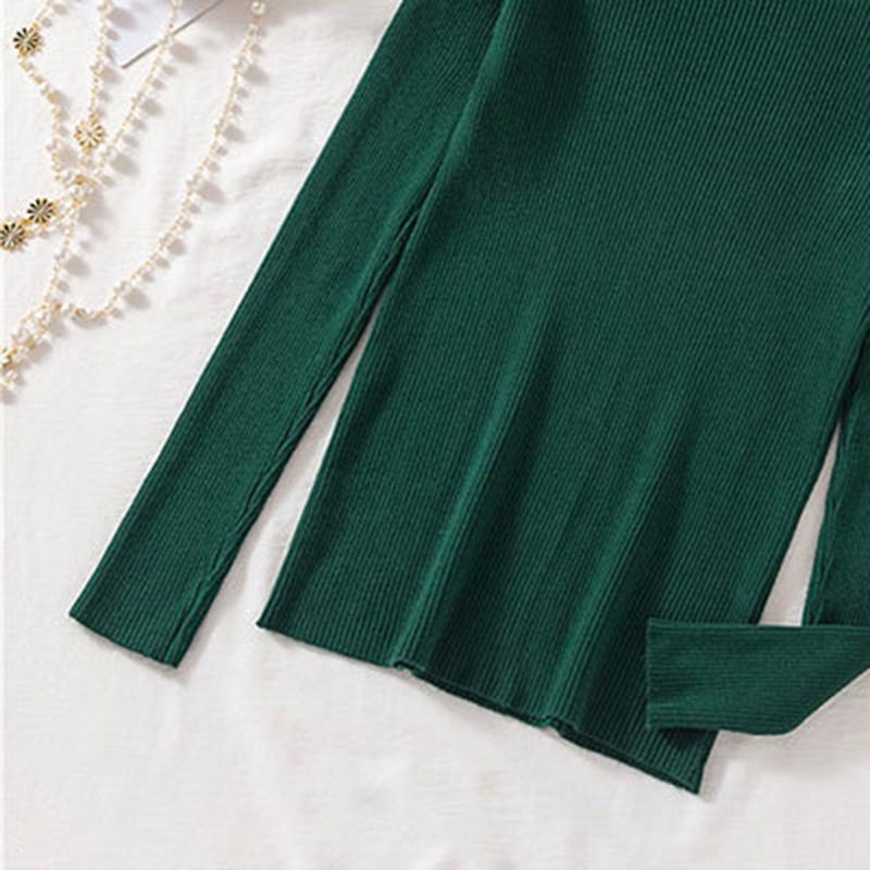 Women Spring Autumn Winter Half High Collar Pullovers Sweaters Jumper Primer Shirt Full Sleeve Short Slim-fit Tight Bottoming Knit Chic Solid One Size