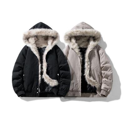 Unisex Thick Plush Vulture Hooded Cotton Winter Jacket