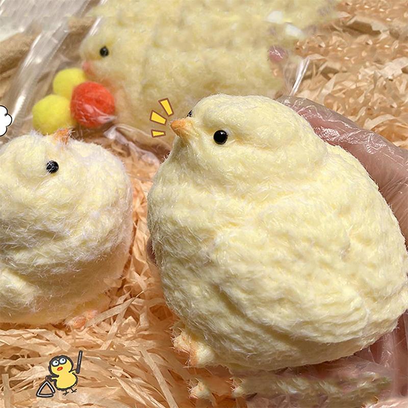 Cute Squishy Chick Press Plaything Handmade Yellow Big Chicken Plush Silicone Plaything Stress Ease Sticky Doll Kawaii Gift For Children