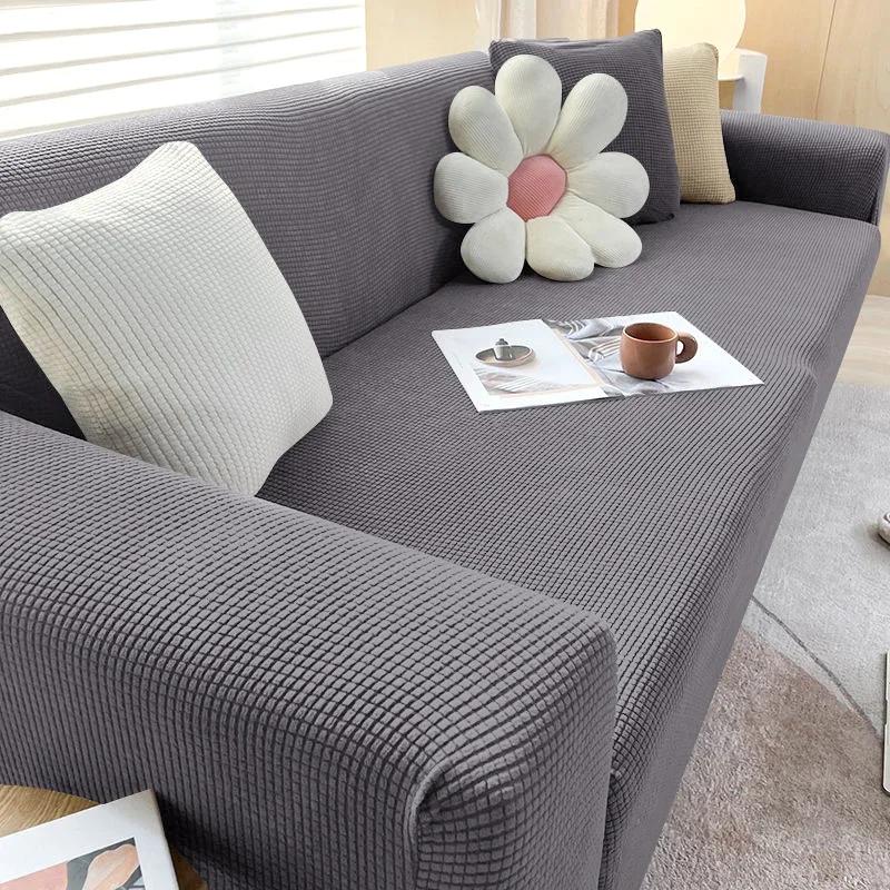 Elastic Jacquard Fabric Sofa Cover Stretch Couch Cover Sectional L Shape Sofa Slipcover Corner Case for Living Room 1/2/3/4 Seat