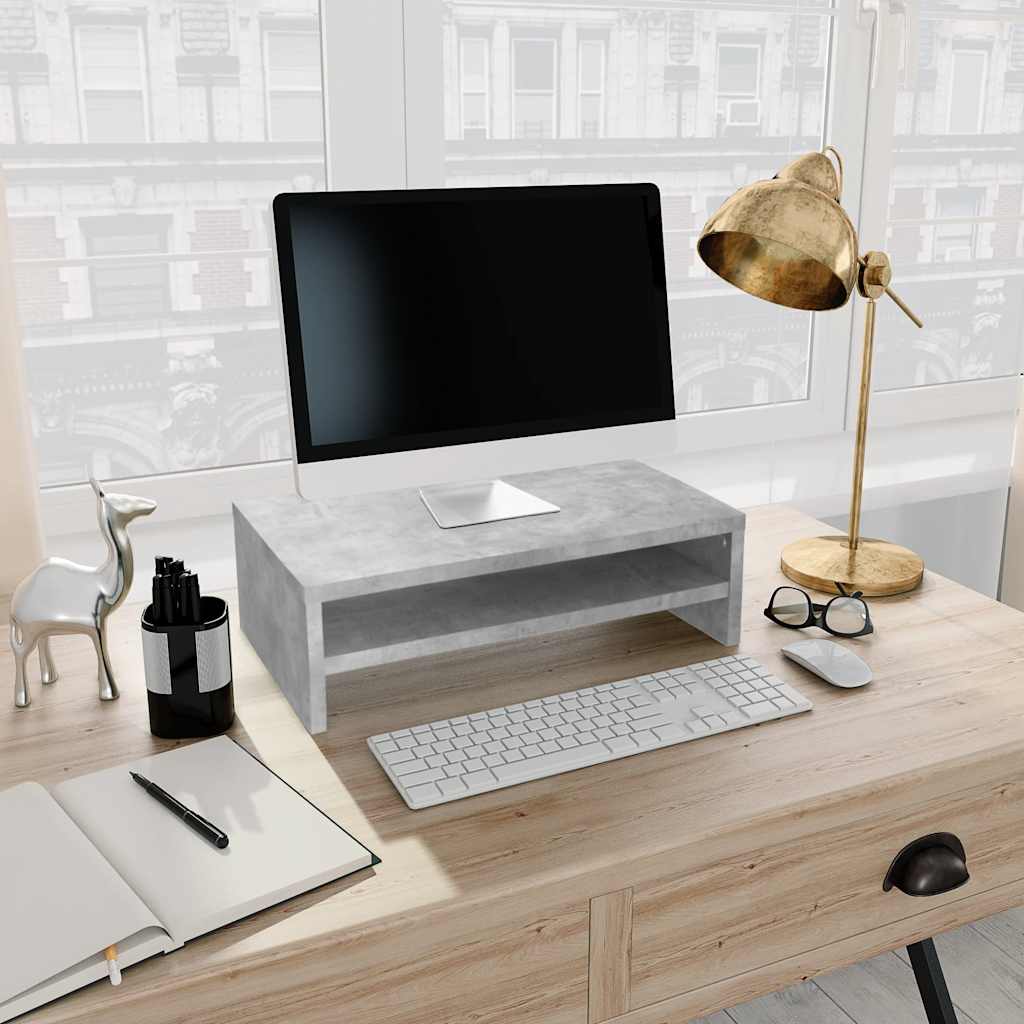 Monitor Stand Concrete Gray 42 X 24 X 13 Cm Particleboard