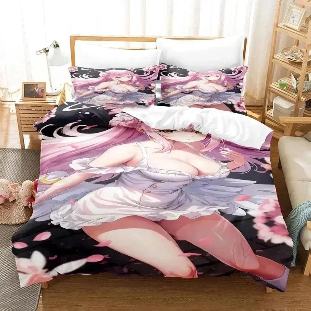 Luxury New 3D Print Anime Misono Mika Blue Archive Bedding Set Duvet Cover Bed Set Quilt Cover Pillowcase Queen Size Boys Adult