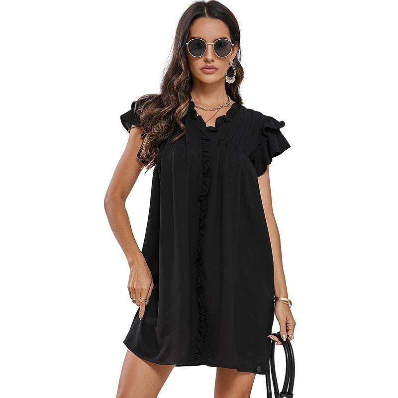 

Summer New V-neck Loose Slim Fit Short Sleeve Dress