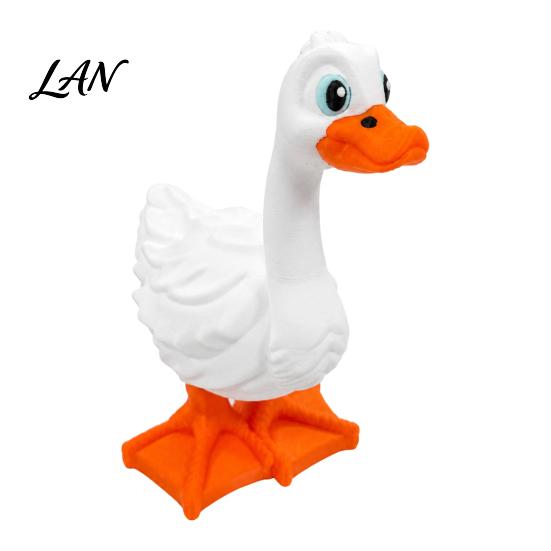 3D Printed Goose Sculpture Yard Statue, Cute White Long Neck Porch Decor with Lawn Ornament Orange Beak Feet, Outdoor Garden Decorative Figurine