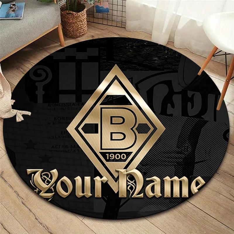 Borussia Custom Name Round Area Rug,Carpet Rug for Living Room Bedroom Sofa Playroom Decor,Non-slip Floor Mat
