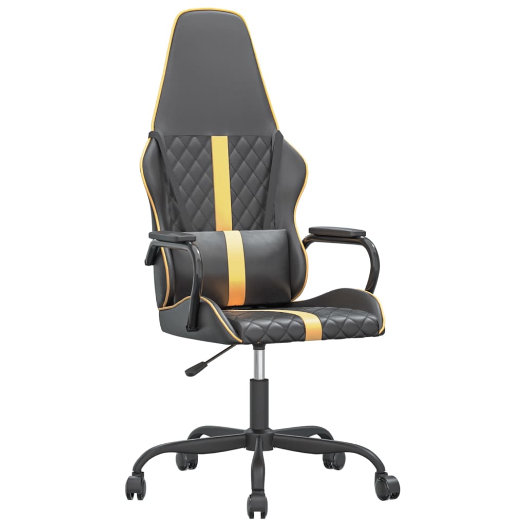 Gaming Chair In Black and Gold Synthetic Leather