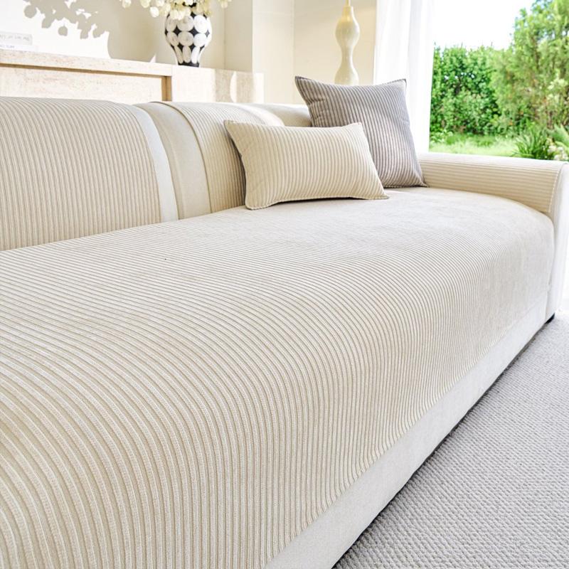 Simplized Stripe Chenile Sofa Cover New Arrival Anti-Slip Sofa Seat Pad for Living Room Couch Slipcover Sofa Towel Pet Friendly