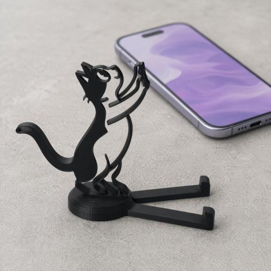 Přenosný mobilní stojánek 3D tištěný držák na telefon, Jednodílný tvarovaný stojánek, Odolný držák ve tvaru šplhající kočky, Stabilní podpora pro sledování videí