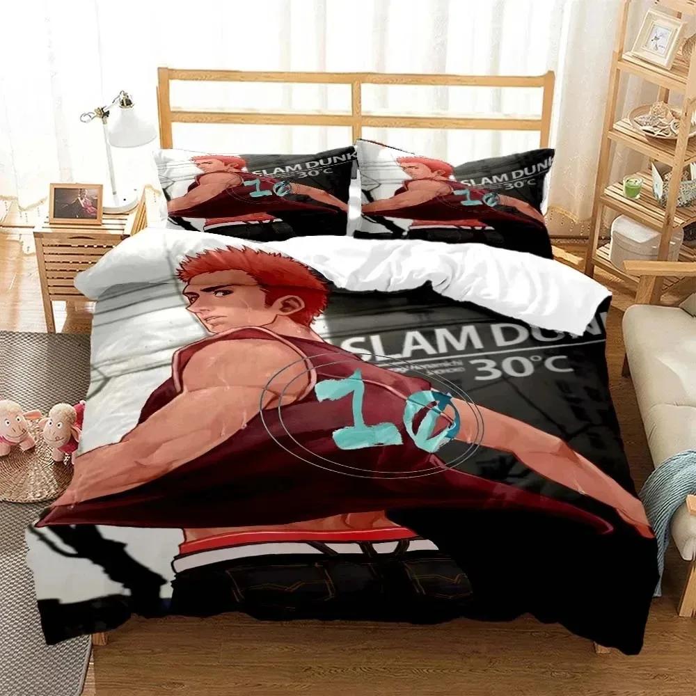 Anime Slam Dunk Cartoon Bedding Set Boys Girls Twin Queen Size Duvet Cover Pillowcase Bed Kids Adult Fashion Home Textile