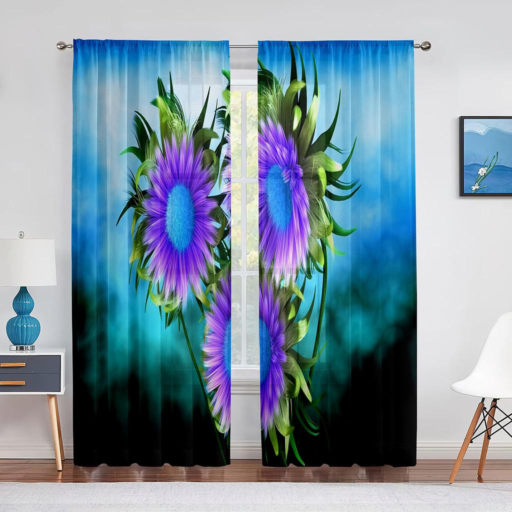 Weiße Blütenstaubgefäße Nahaufnahme Transparenter Voile Vorhang Fensterdekoration für Wohnzimmer Schlafzimmer Dekor Vorhänge Chiffon Tüll Vorhang