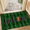 Football Pitch Pattern Doormat, Polyester Flannel Non-Slip Machine Washable Rug for Indoor Outdoor Multi-Room Entryway Decor