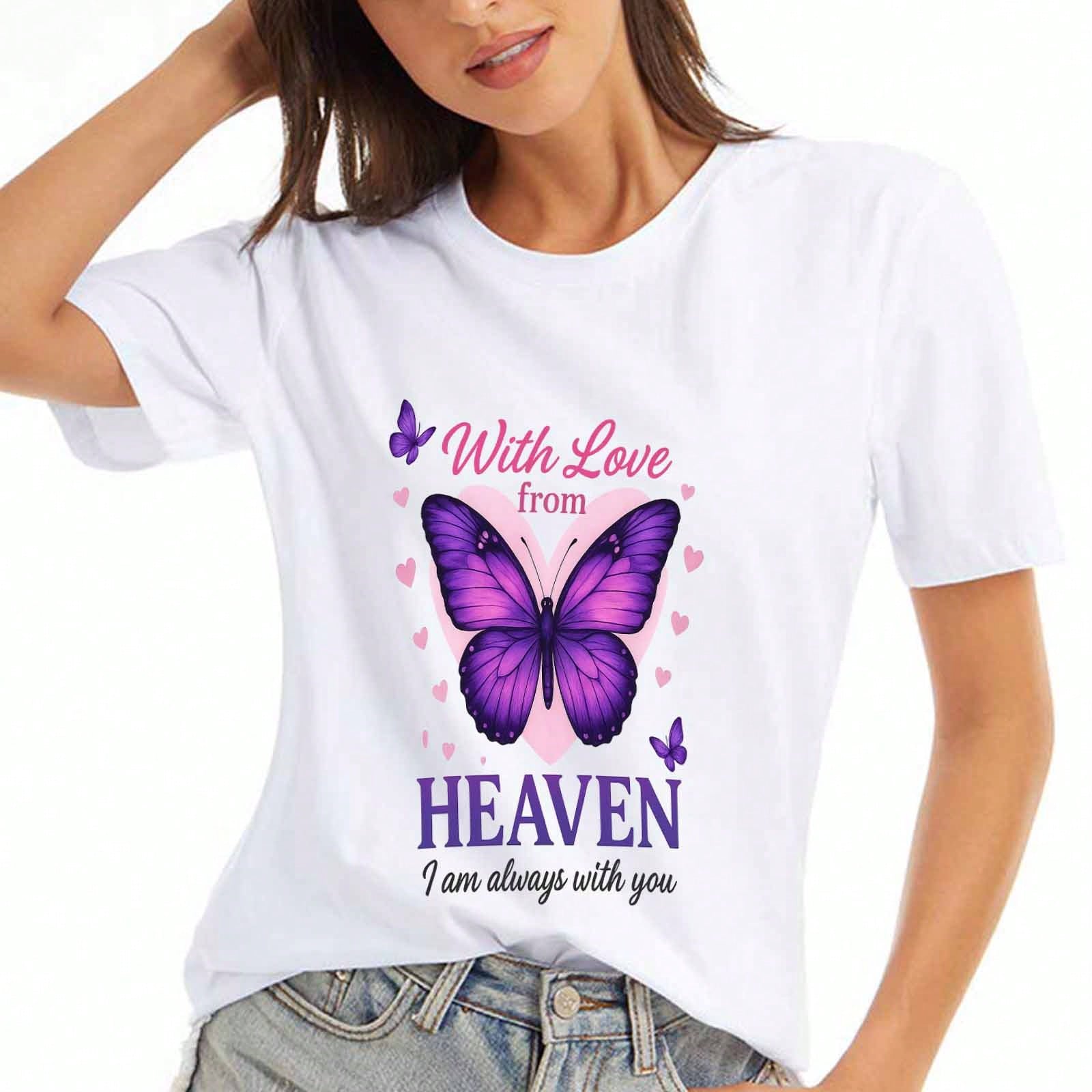Butterfly Hope Wounisex s Cotton T Shirt, Premium Cotton Printed, Durable, Casual Fashion, Featuring Butterfly Design With Hope, Faith, Peace, Love, S S