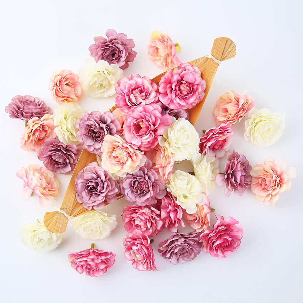 10/20Pcs Silk Rose Artificial Flower Head  For Home Room Decor Christmas Party Marriage Wedding Decoration DIY Wreath Accessorie