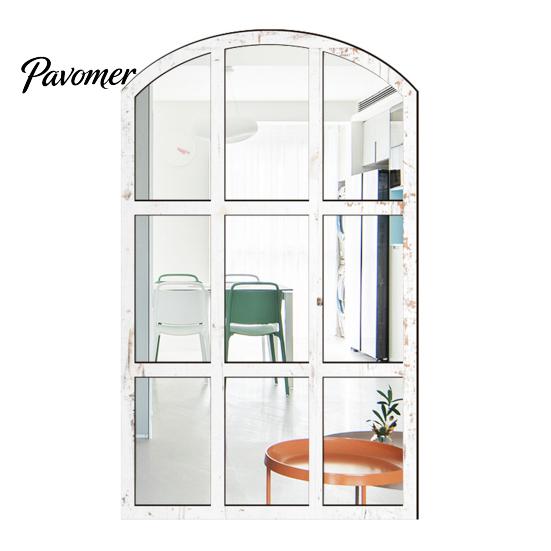 Adesivi Specchio da Parete Stile Boho Decorazione Finestra ad Arco, Specchio Finto Acrilico con Cornice in Legno, Adesivo da Incollare per Casa, Adesivo Autoadesivo per Vetro Finestra