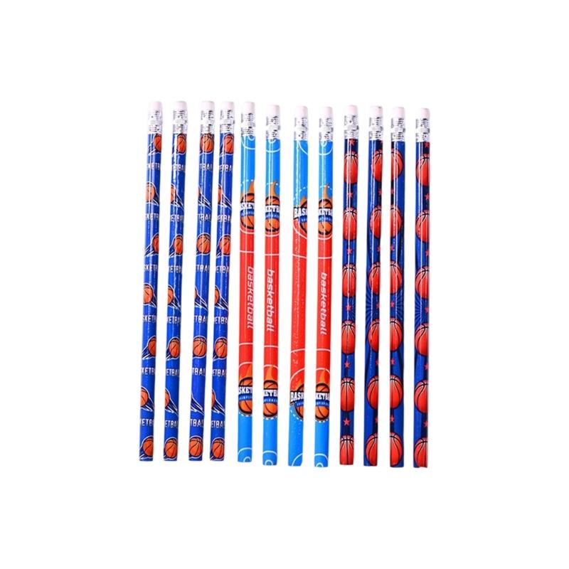12 Pcs Drawing Pencils Wooden Pencils With Eraser Football Themed Pencils School Supplies For School Office Sketching