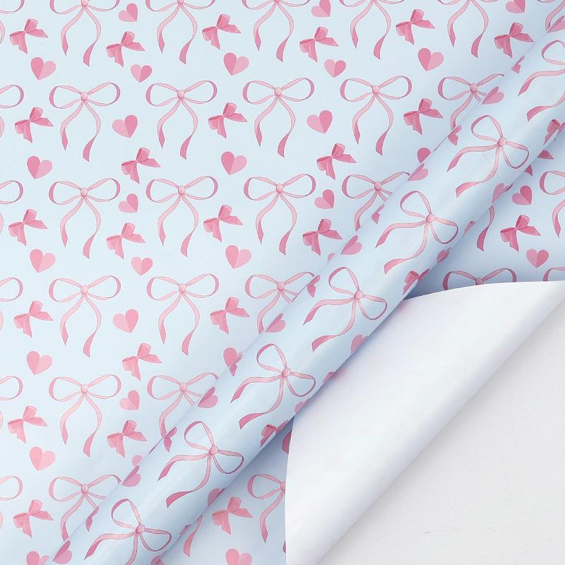 New Pink Bow Ribbon Large Birthday Gift Wrapping Paper Roll - Rainbow Ink Style