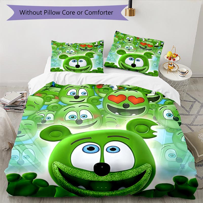 3pcs Gummy Bear1 Design Cover Set - HD Printed Bedding with 1 Cover and 2 Pillowcases - Perfect for Home and Dorm Decor