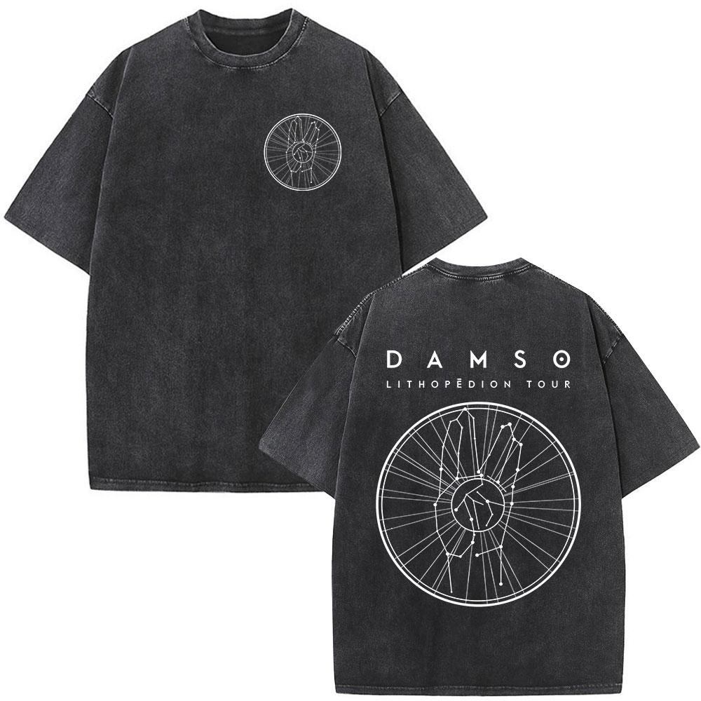 Vintage Spierane Koszulki Rapper Damso Beyah Tour 2026 Mężczyźni Kobiety Odzież Moda Hip Hop Krótki Rękaw Okrągły Dekolt Koszulki Streetwear