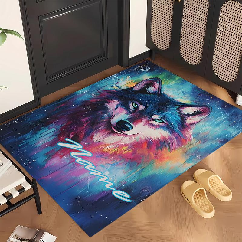 Fierce Wolf (1) Personalized Name Office Carpet Stylish Decor for Living Room Bedroom Kitchen