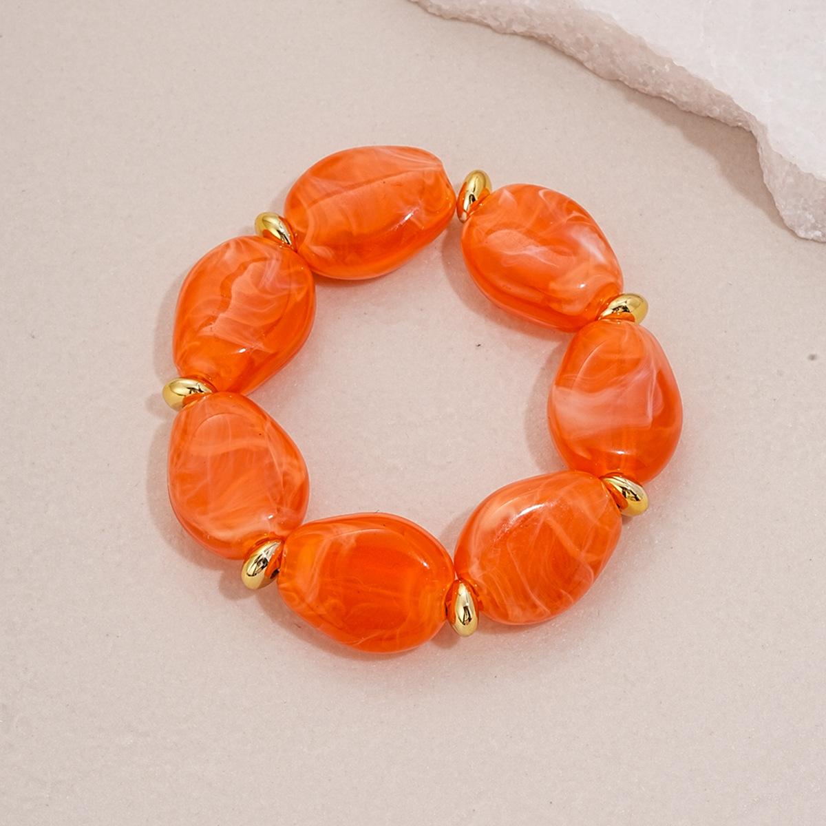

Irregular Imitation Marble Acrylic Oval Elastic Beaded Strand Bracelets for Women Leisure Bracelet Fashion Jewelry