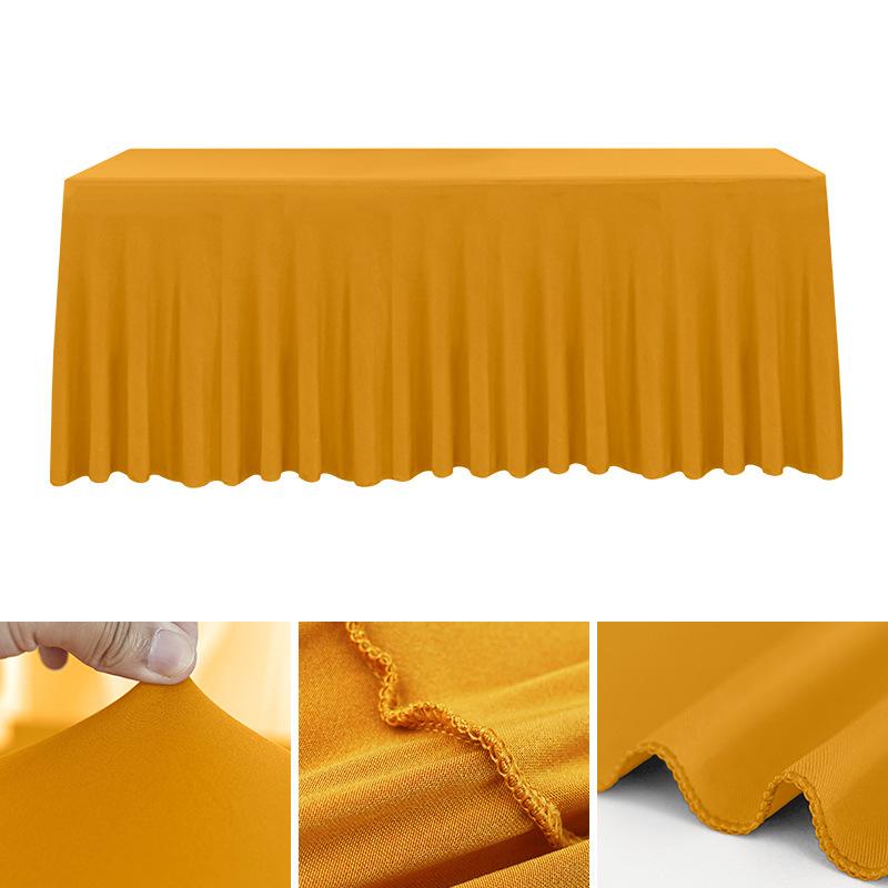 Spandex Rectangle Table Skirts 4/5/6/8ft Fitted Table Cover Wrinkle Resistant Cloth for Hotel Wedding Anniversary Party Decor