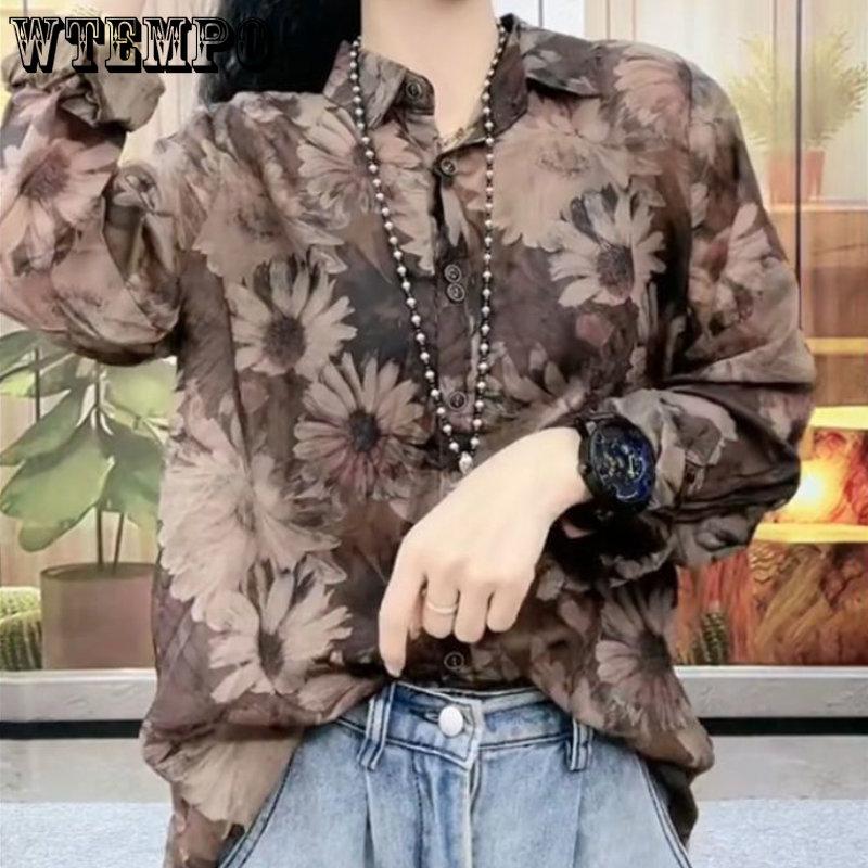 Wiosenna i jesienna cienka damska kardigan z nadrukiem z długim rękawem Fashion Loose Slim Western Light Luxury Shirt