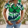 Women Plus Size Keyhole Ring Neck Cold Shoulder Geometric Printed Short Sleeve Top