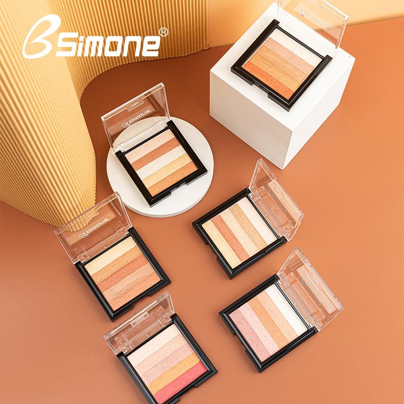 Five-colour Highlight Eyeshadow Plate Three-dimensional Brightening and Grooming Europe and The United States Pearlescent Blush Eyeshadow