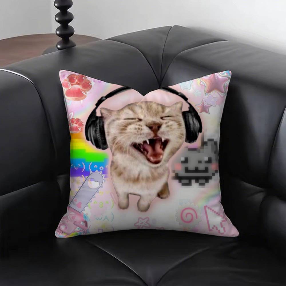 Funny Rainbow Cat Pillow Case Fashion Square Pillowcase Bedroom Sofa Room Ins Decoration Leisure