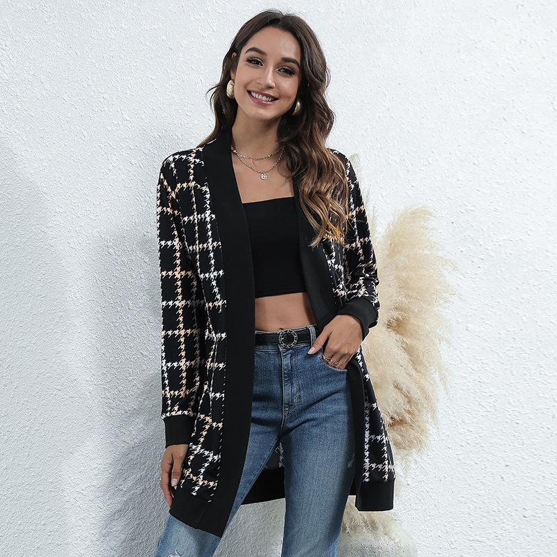 

Женская куртка с открытой передней частью, женская осенняя повседневная кардиган с длинным рукавом, верхняя одежда XXL