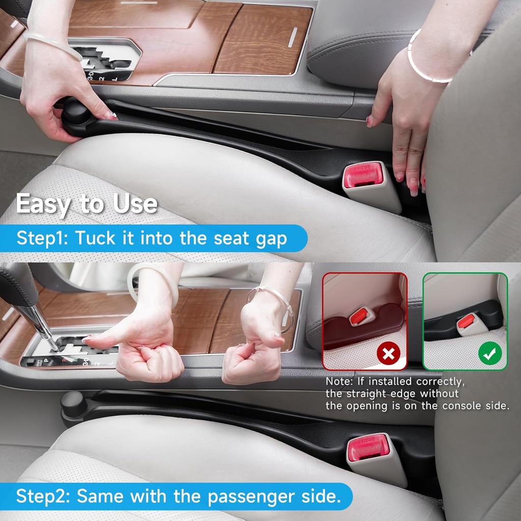 Car Seat Gap Filler Set Of 2, Soft Foam Multifunctional Seat Side Gap Filler With Organizer & Hook Function, 3In1 Gap Stopper Universal Fit Car SUV