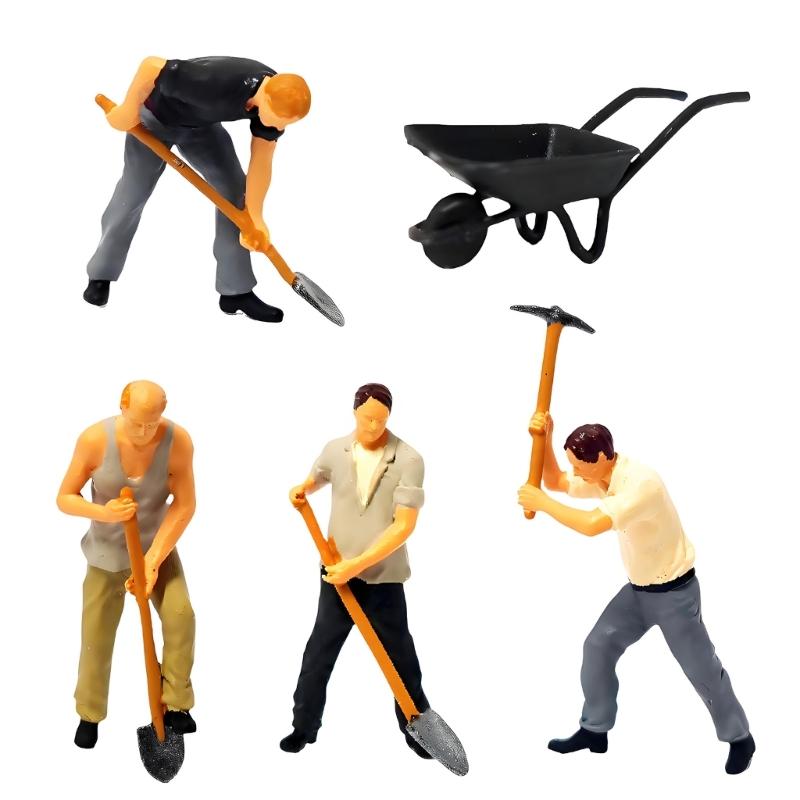 Realistic Mini Construction Worker Digging Scene In 1:64 Scale Resin Craft Road Construction Model for Display & Fun