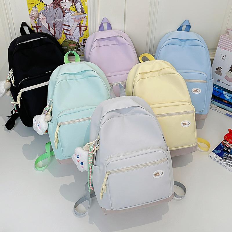 College Style Small Fresh Labeled Soft Girl Student School Bag, Daily Commuting Tutoring Bag, Large Capacity Backpack