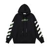 1113 Off-White Herbst und Winter Neu OW Fluoreszierender Buchstabenpfeil Pullover Herren und Damen Kapuzenpullover Sweatshirt